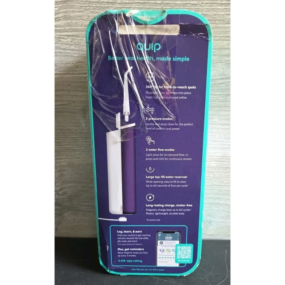 quip Rechargeable Water Flosser 2 Modes 360° Tip - Midnight Blue NEW E8